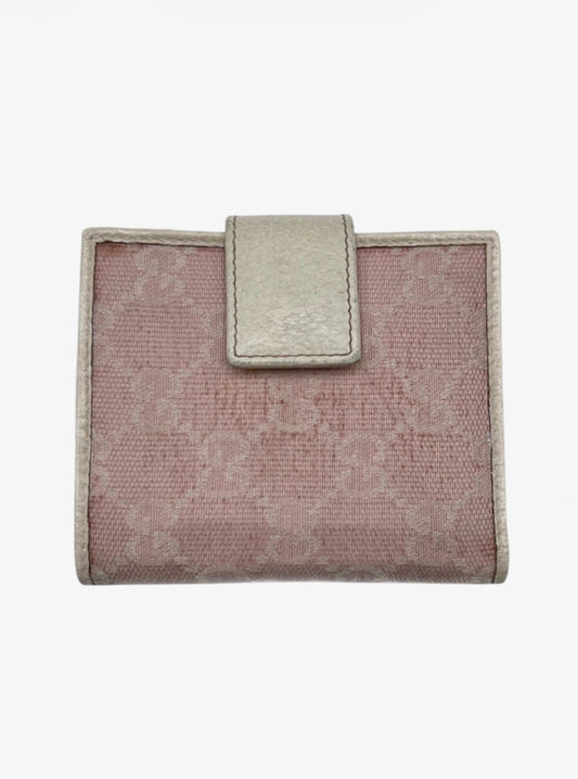 Gucci portafoglio mini rosa tessuto pelle usato