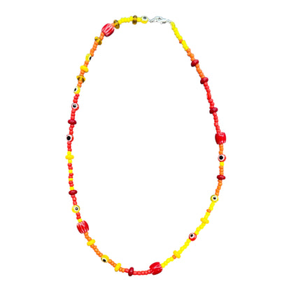 Hot red summer bead necklace