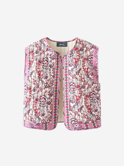 AR OPEN SLEEVELESS VEST WITH FLOWERS