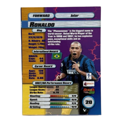 Ronaldo card Inter Merlin Calcio Serie A 1999 #20 IT