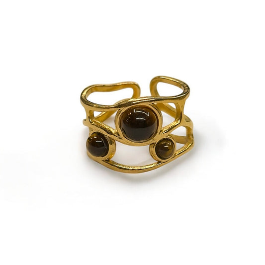 Anello Intreccio pietre occhio di tigre