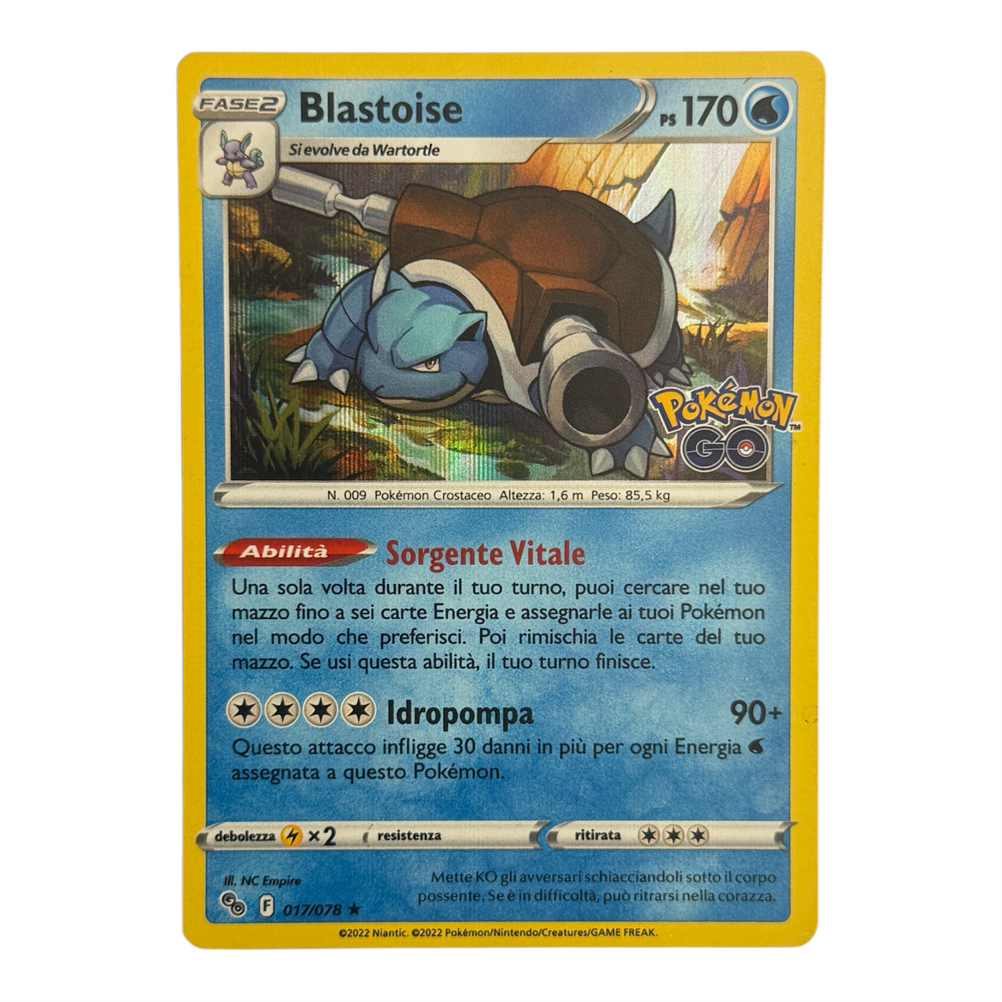 Pokemon Blastoise holo 017-078 Pokemon Go (IT)