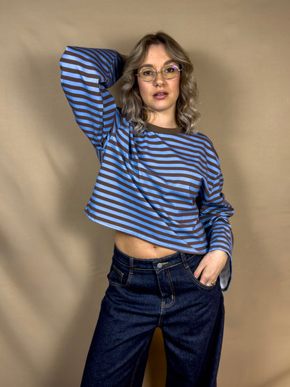 AR AZUR STRIPED LONG-SLEEVED SWEATER