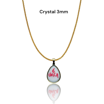 Pendant with writing 6 single gold drop