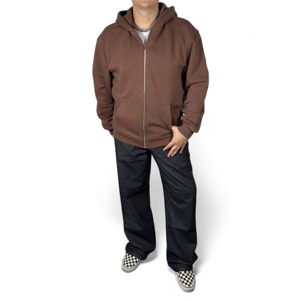 AR HOODIE ZIP BOXY BROWN CHOCOLATE