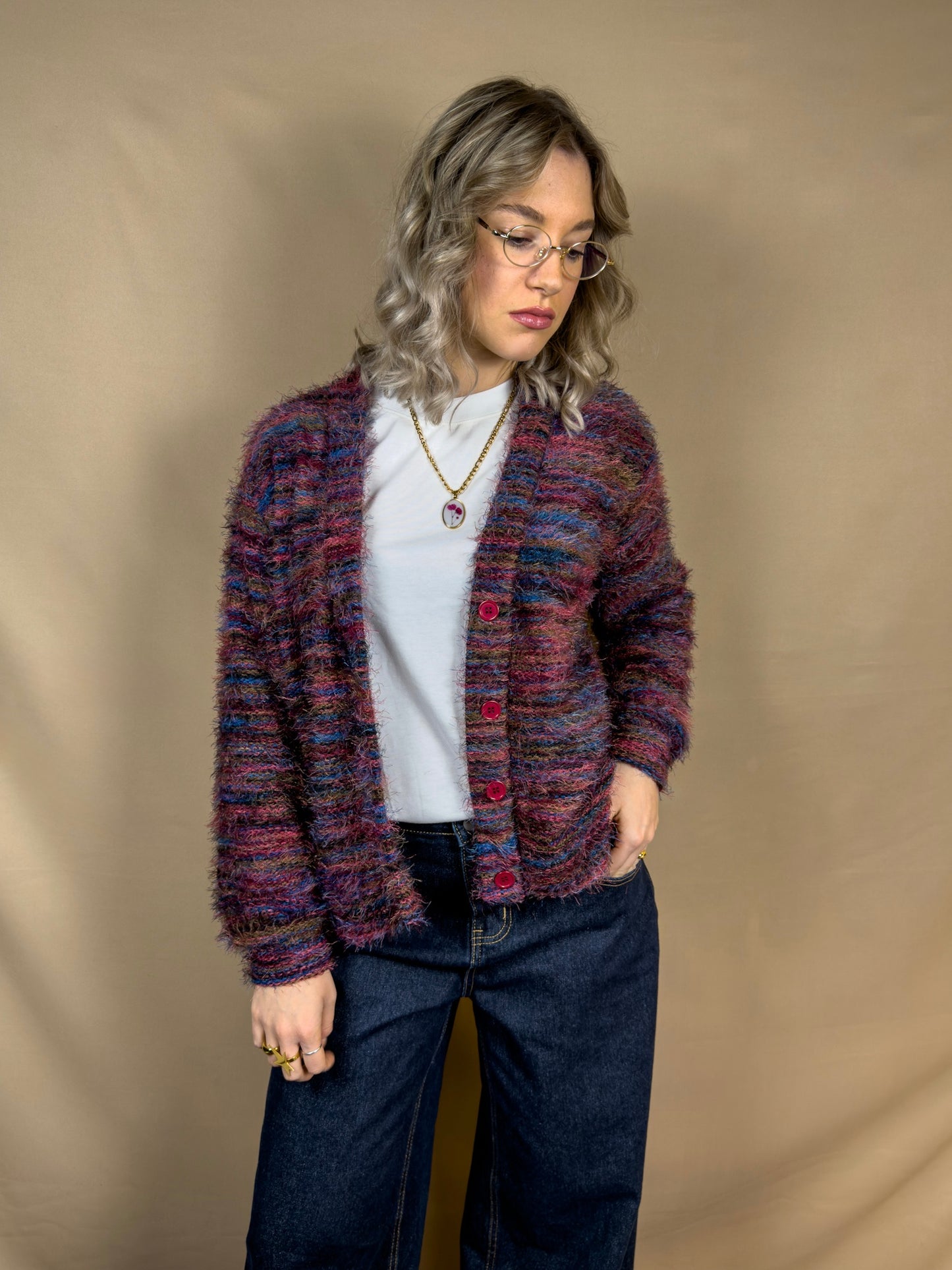 AR CARDIGAN BORDEAUX MISTO PELOSO