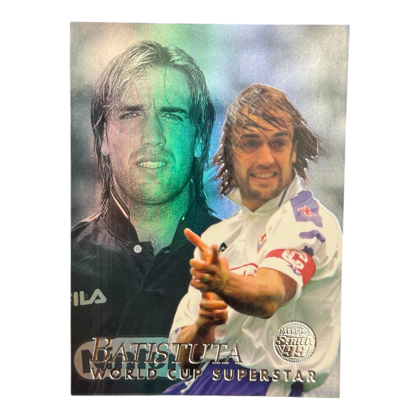 Batistuta card Fiorentina Merlin Calcio Superstar Serie A 1999 Holo IT