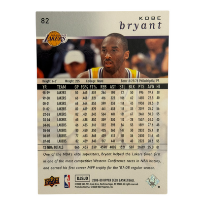 Kobe Bryant Upper Deck 2008 Lakers #82