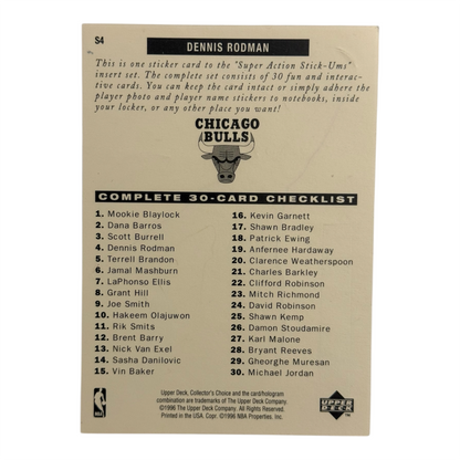Dennis Rodman Bulls nba sticker Upper deck 1996