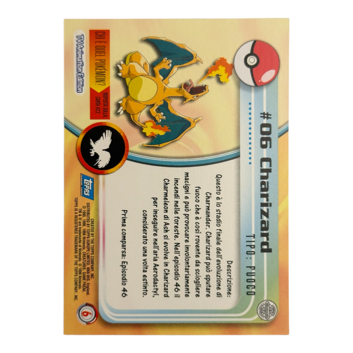Pokemon Topps 1999 CHARIZARD #06