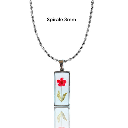 Ciondolo rettangolo Petals vintage argento