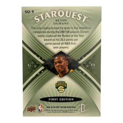Kevin Durant rookie Upper Deck sonics 2008 #sq9