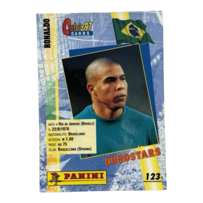 Ronaldo card Barcelona Panini Calcio 1997-98 Holo #123 IT