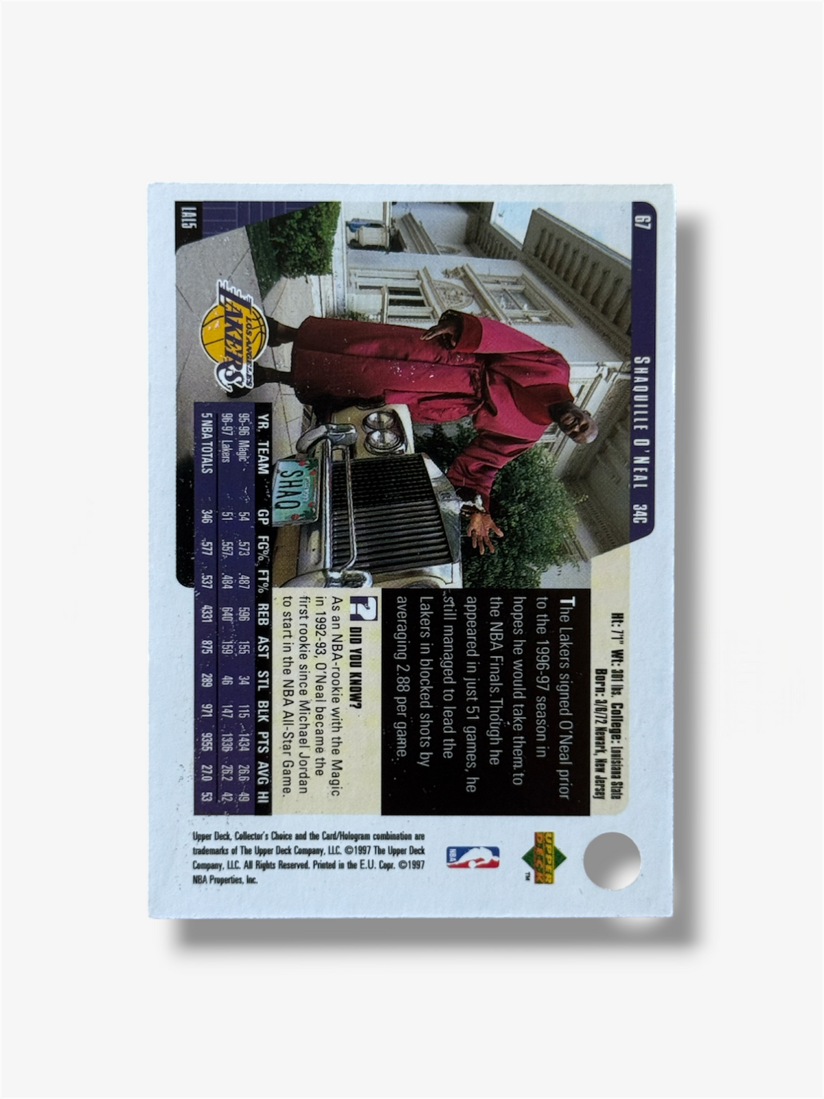 Shaquille O’Neal Lakers 1997 Upper Deck #34C