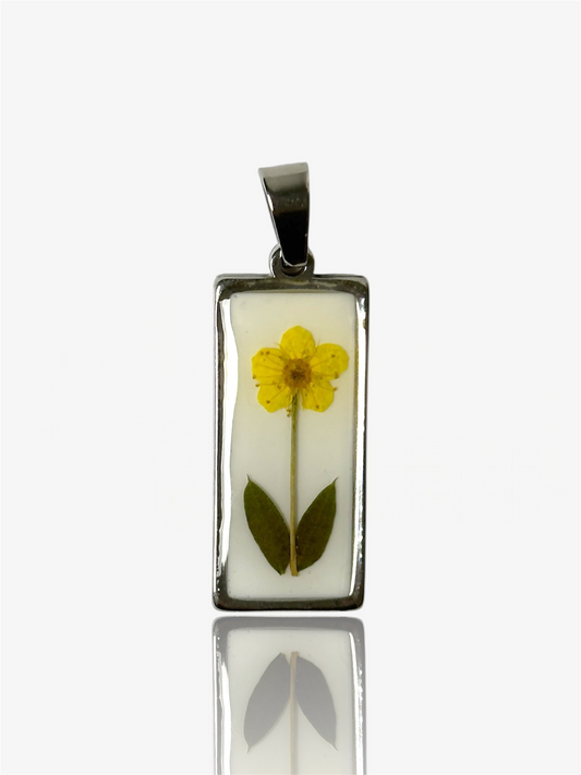 Ciondolo rettangolo Petals vintage argento