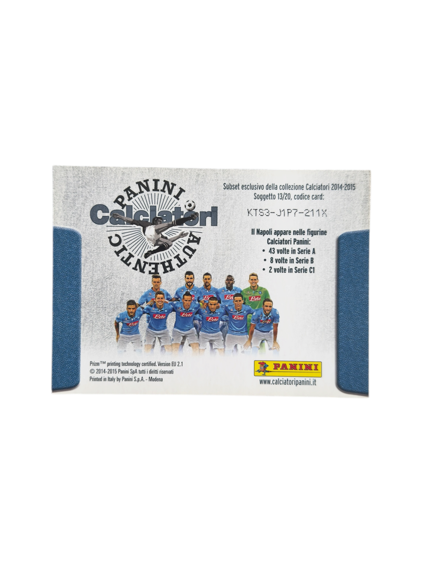 Napoli Maxi card Panini Calciatori 2014-2015 Fuori raccolta