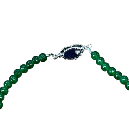 Steel necklace with green Brazilian beads