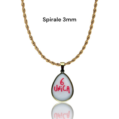 Pendant with writing 6 single gold drop
